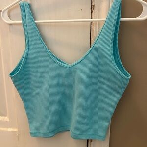 teal ribbed hollister tank top size M